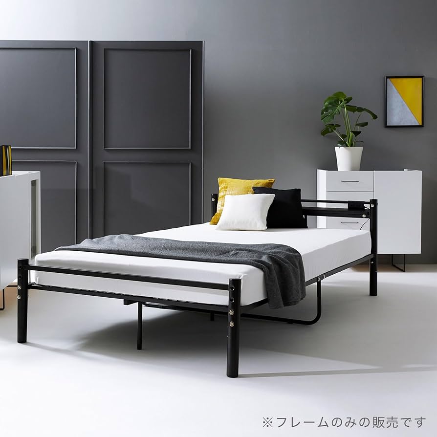 Amazon｜LOWYA ロウヤ ベッド ベッドフレーム パイプベッド 宮付き