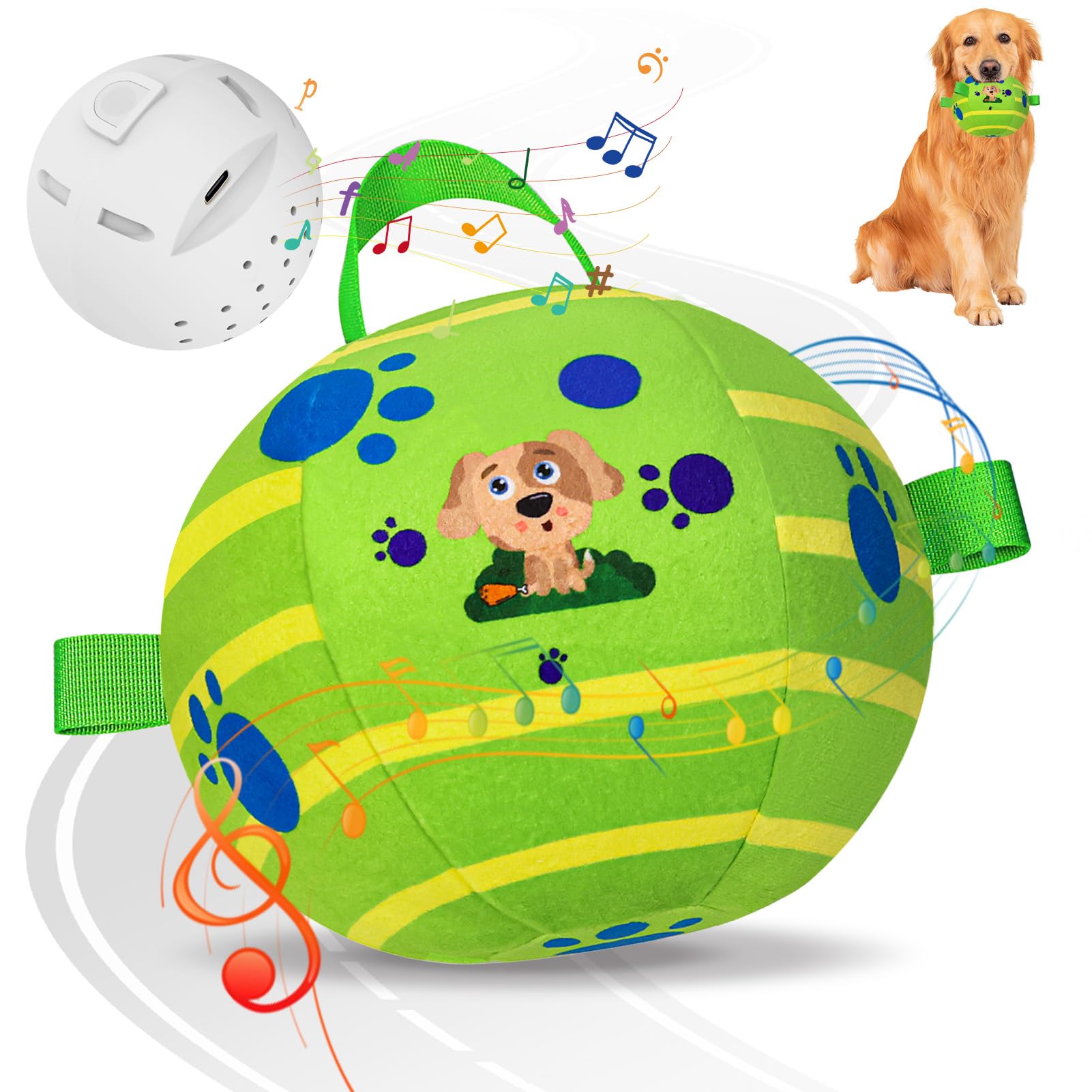 Balle Interactive Pour Chien - Intelligente, Rechargeable USB-C, Avec Sons D'oiseaux - Pour Chiots Et Petits Chiens
