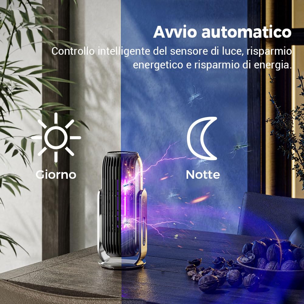 Moderne 3-in-1-Mückenfalle für den Innenbereich, Insektenfalle 2000 V mit Lüfter, 365 nm intensiver UV-Lichtsensor, tötet Motten/Mücken/Fliegen für Terrasse im Freien von Luxusvillen