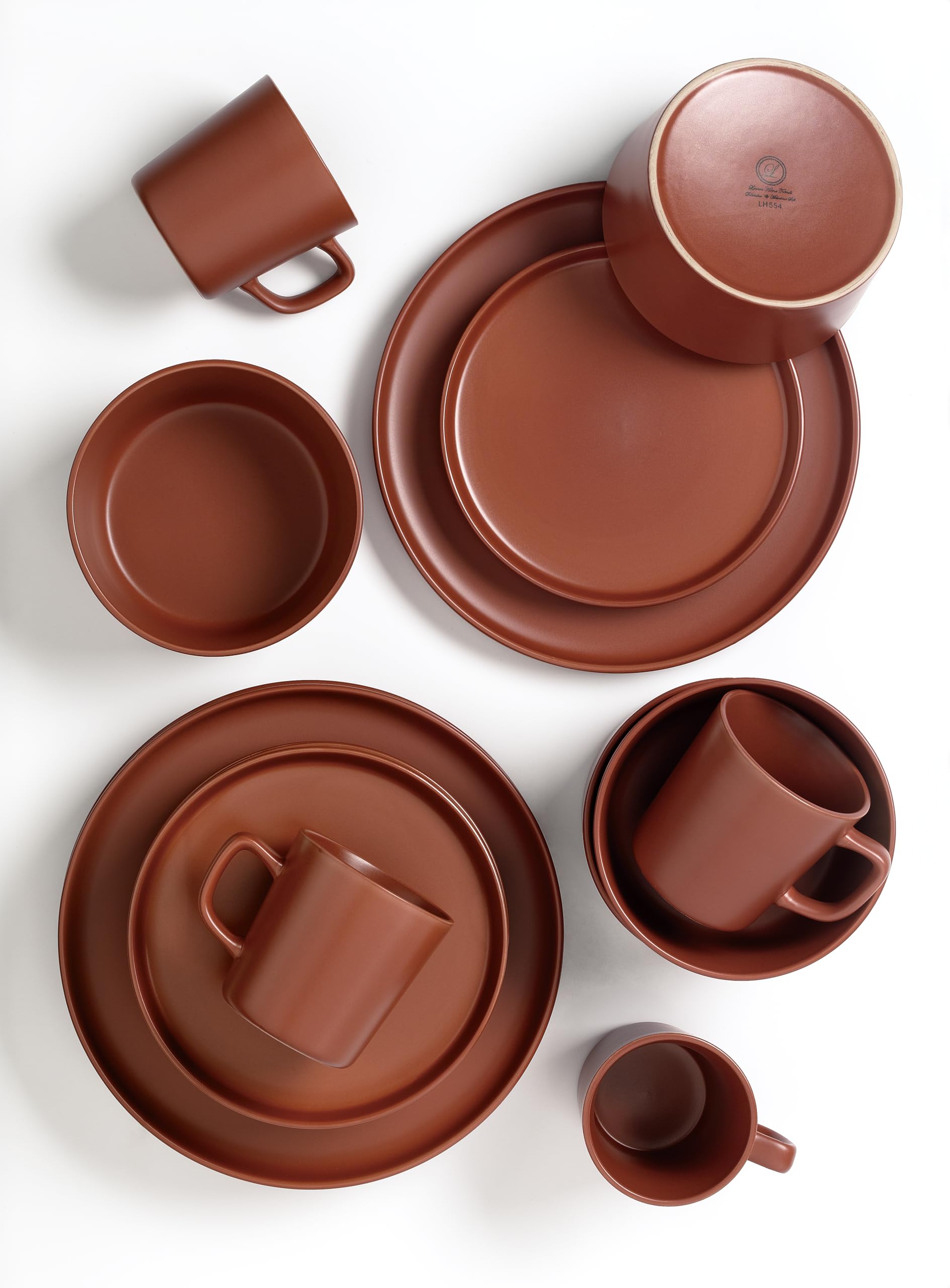 Amazon.com | Lorren Home Trends Red Stoneware Dinnerware Set, 16