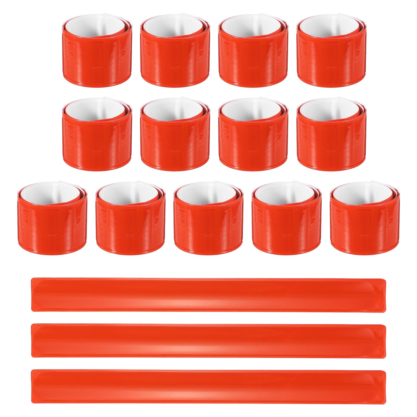PATIKIL 8Pcs Reflective Arm Bands, 11.8" High Visibility Bands Reflector Running Gear Snap Bracelet for Night Walking Running Cycling, Orange (Square)