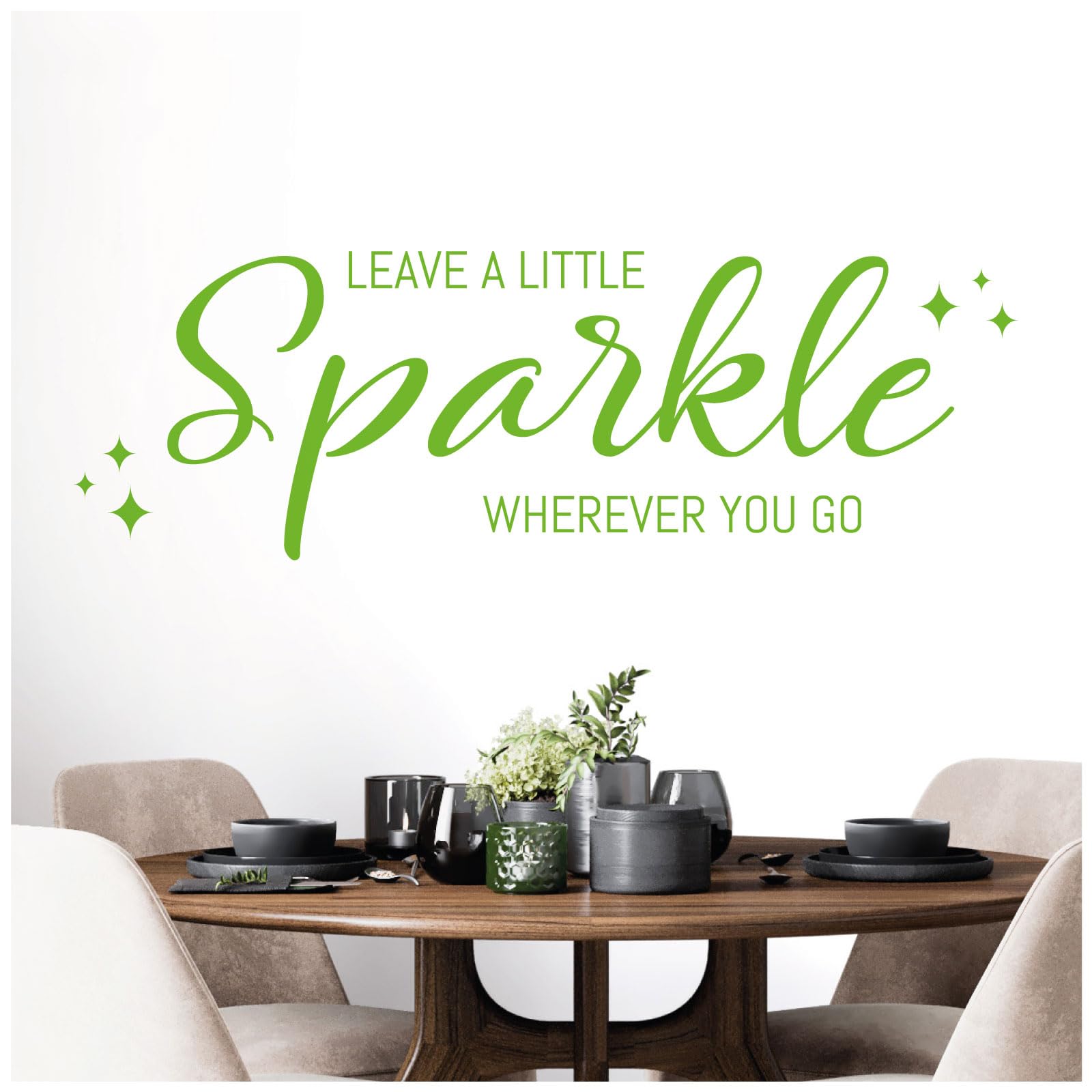 Leave a Little Sparkle Wherever You Go - Wall Quote, Wall Art Sticker [Large] [Lime]