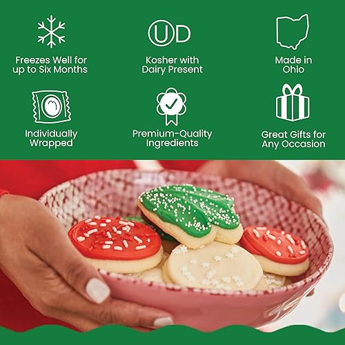 Miniatura 4 de Cheryl's Cookies Caja de regalo con 24 galletas de azúcar navideñas congeladas con crema de mantequilla, envueltas individualmente, gourmet y