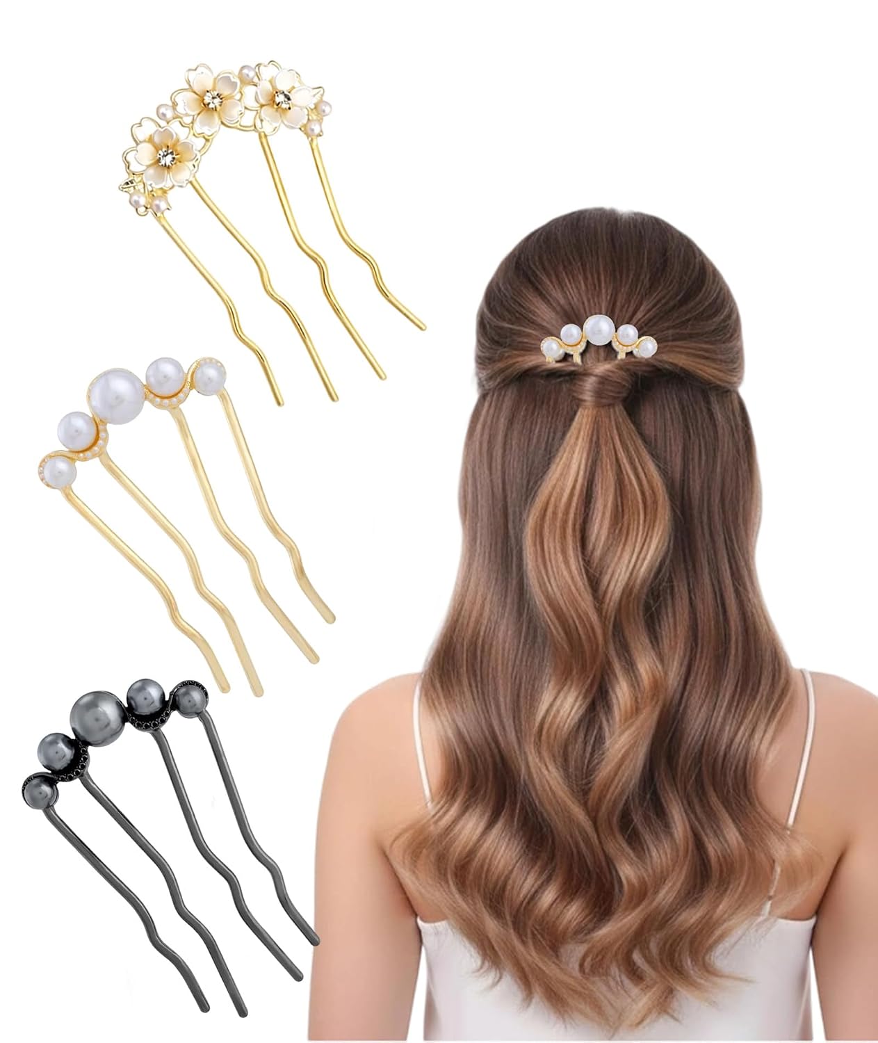 3pcs Hair Pins for Hair Styling, Hair Accessories for Woman, Hair Accessories, Used for Hairstyle Design, Weddings, Parties, Formal Events and Daily Use