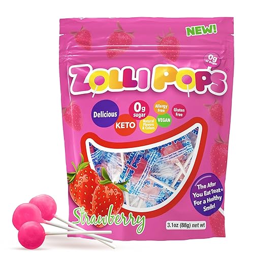 Vista 21 de Zollipops The Clean Teeth Pops - Paletas anticaries, deliciosos sabores, sabor tropical, 5.2 onzas (el empaque puede variar)