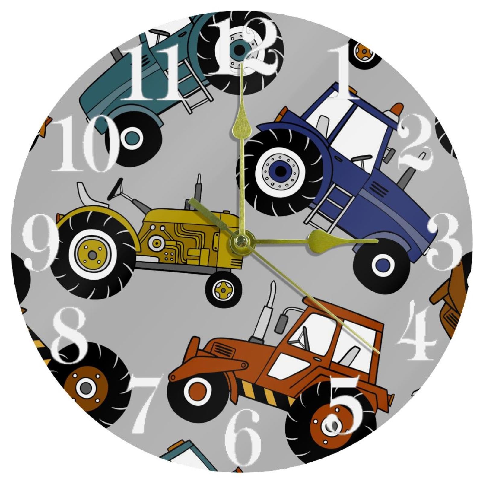 Horloge murale tracteur de dessin animé décoration ludique pour cuisine et bureau à la maison