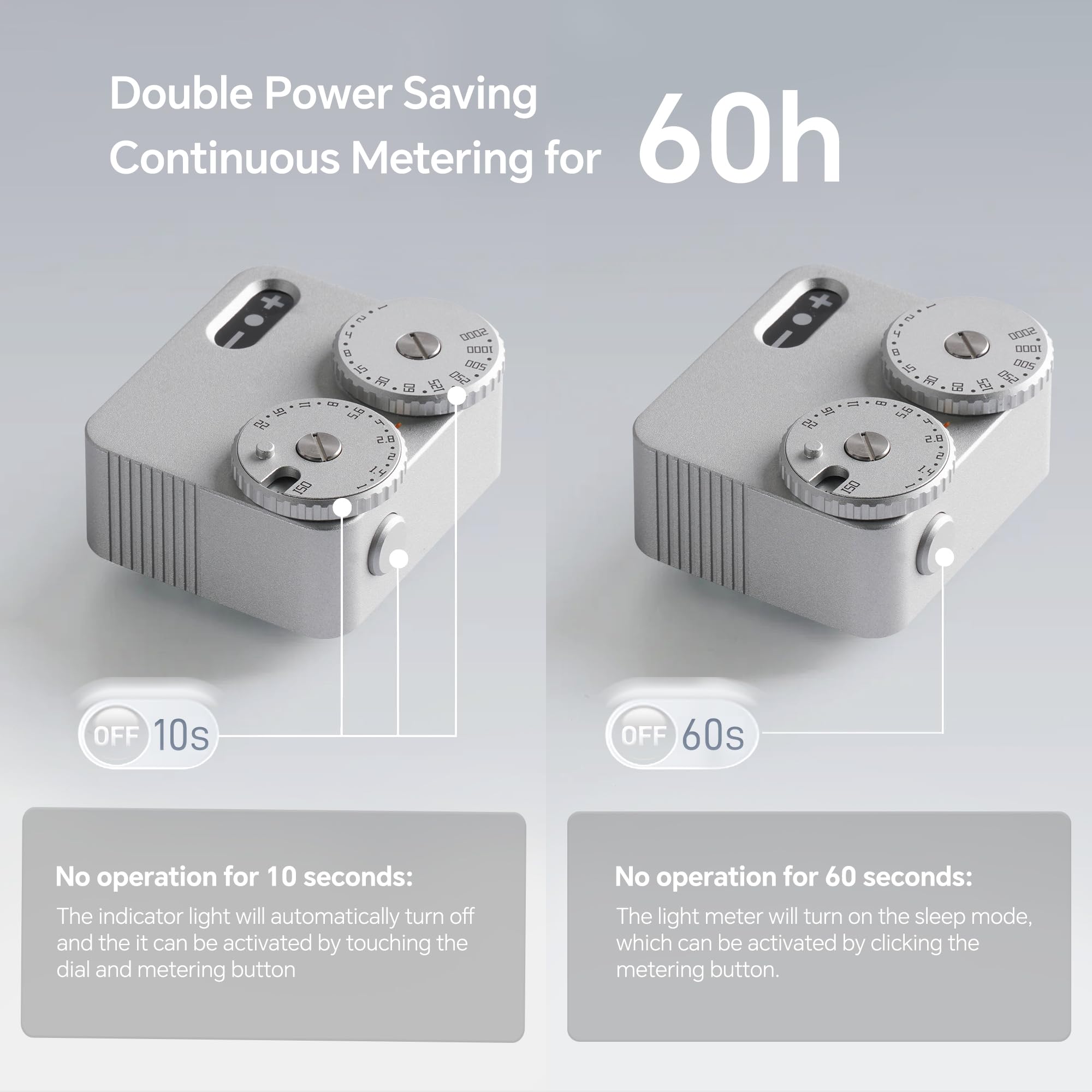 TTArtisan Light Meter II Génération Upgrade Compteur de lumière à Deux Cadrans pour la Photographie avec Monture à Sabot Froid Compatible avec Divers appareils Photo (Aluminium Argent)