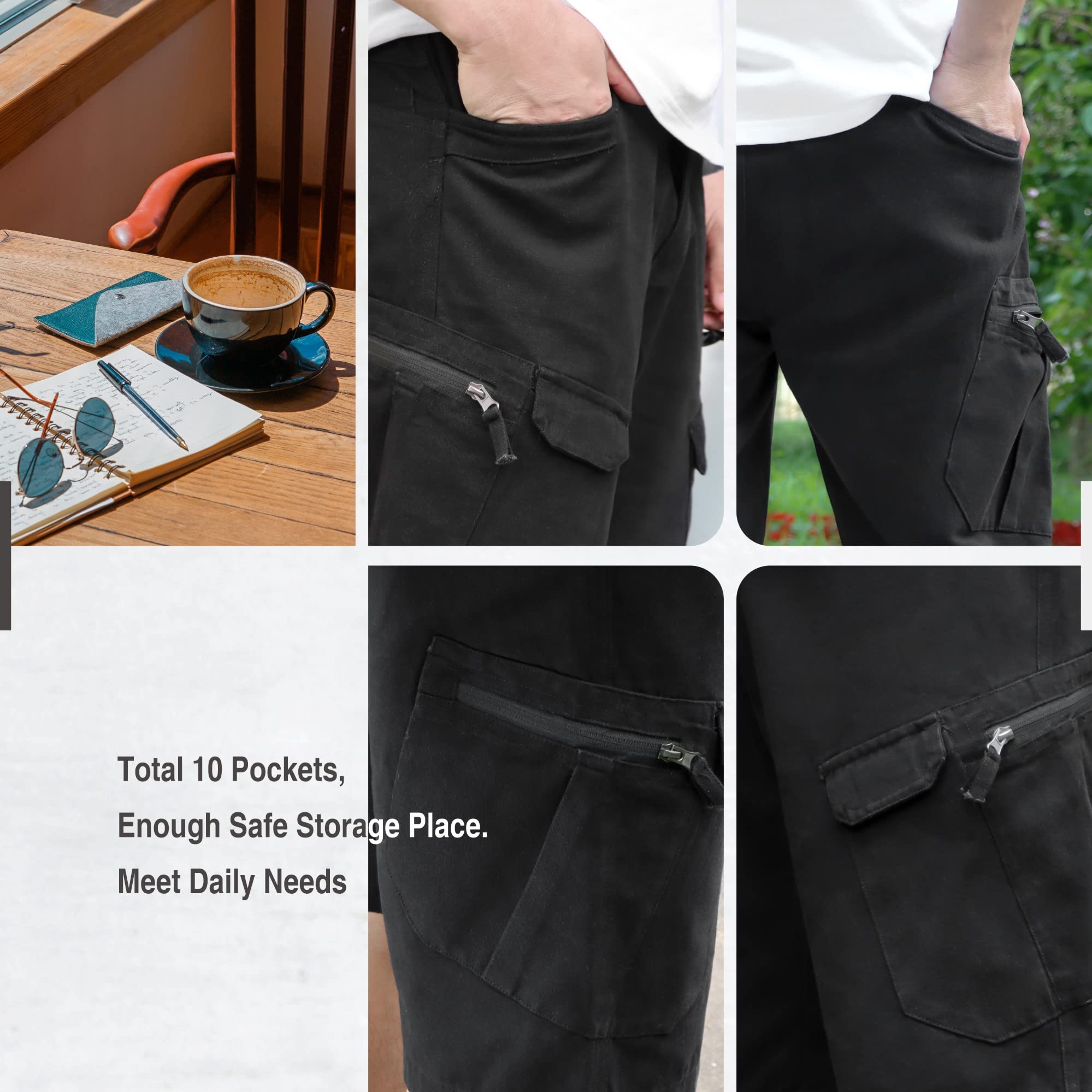 Pantalones Cortos de Combate Hombre Algodón Múltiples Bolsillos Casual