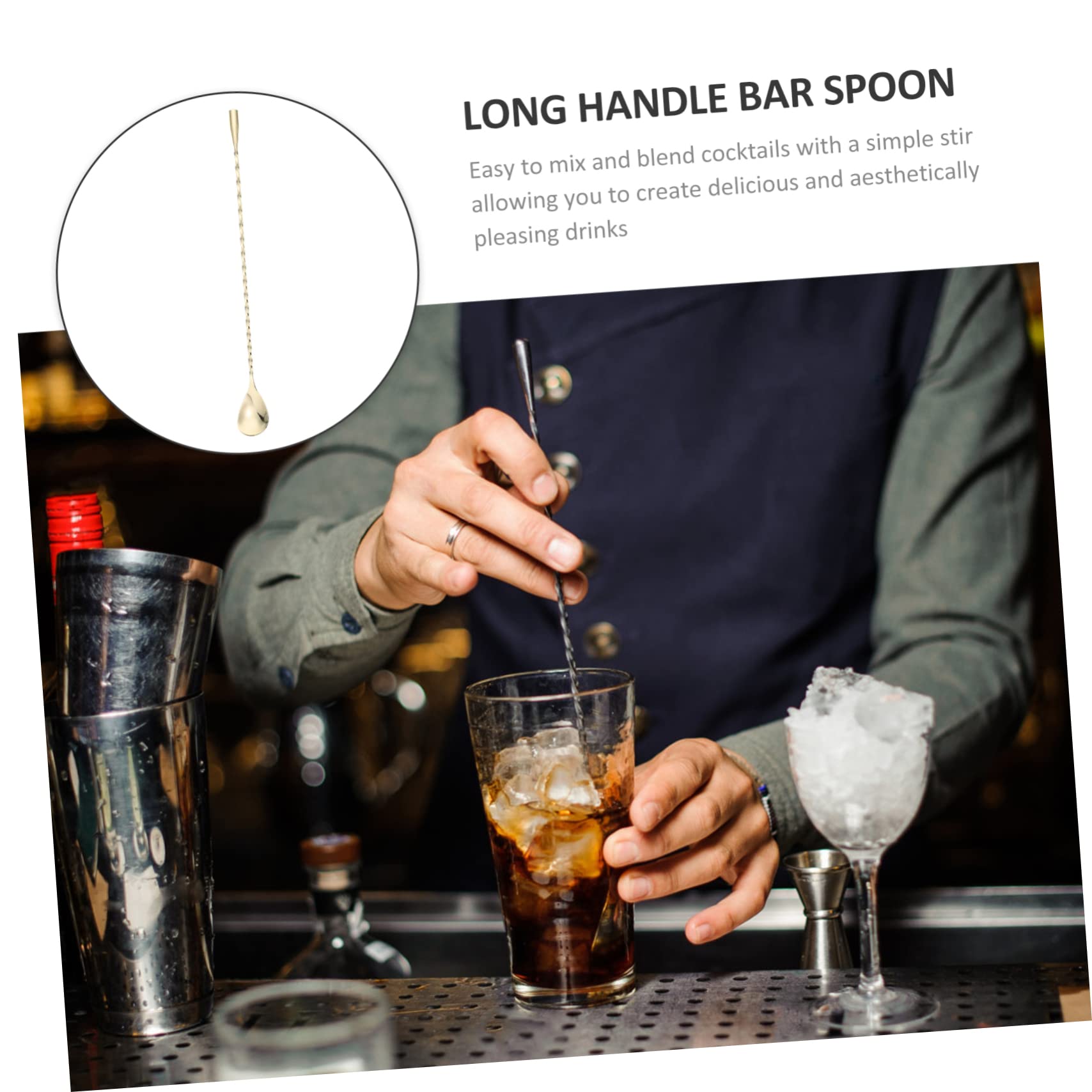 ABOOFAN 3 Pz Cucchiaio Da Bar Cocktail Acciaio Inossidabile Bevande Bicchiere