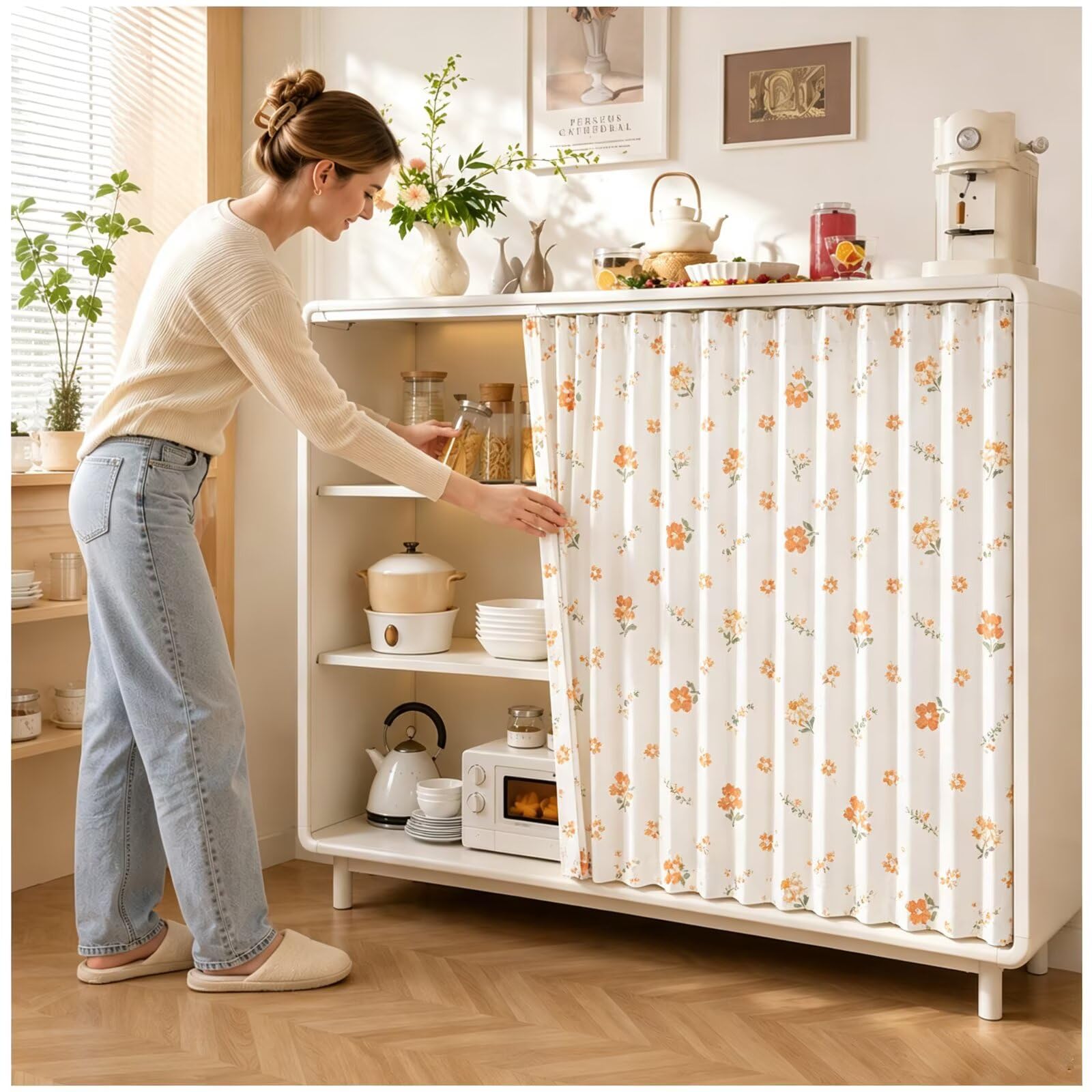 Generischer Schrankvorhang zum Schieben mit Schiene W50xH160cm Blumenmuster