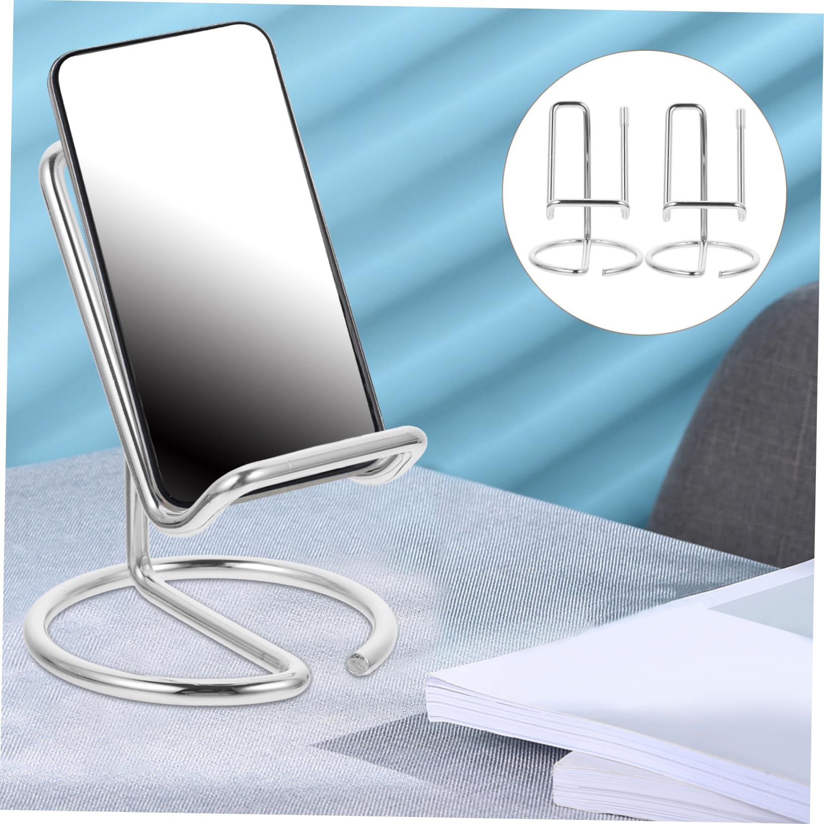 NUOBESTY 2pezzi Supporto in Ferro per Telefono Cellulare Staffa da Scrivania per Tablet Portatelefono Portatile per Ufficio e Casa Design Semplice e Pratico