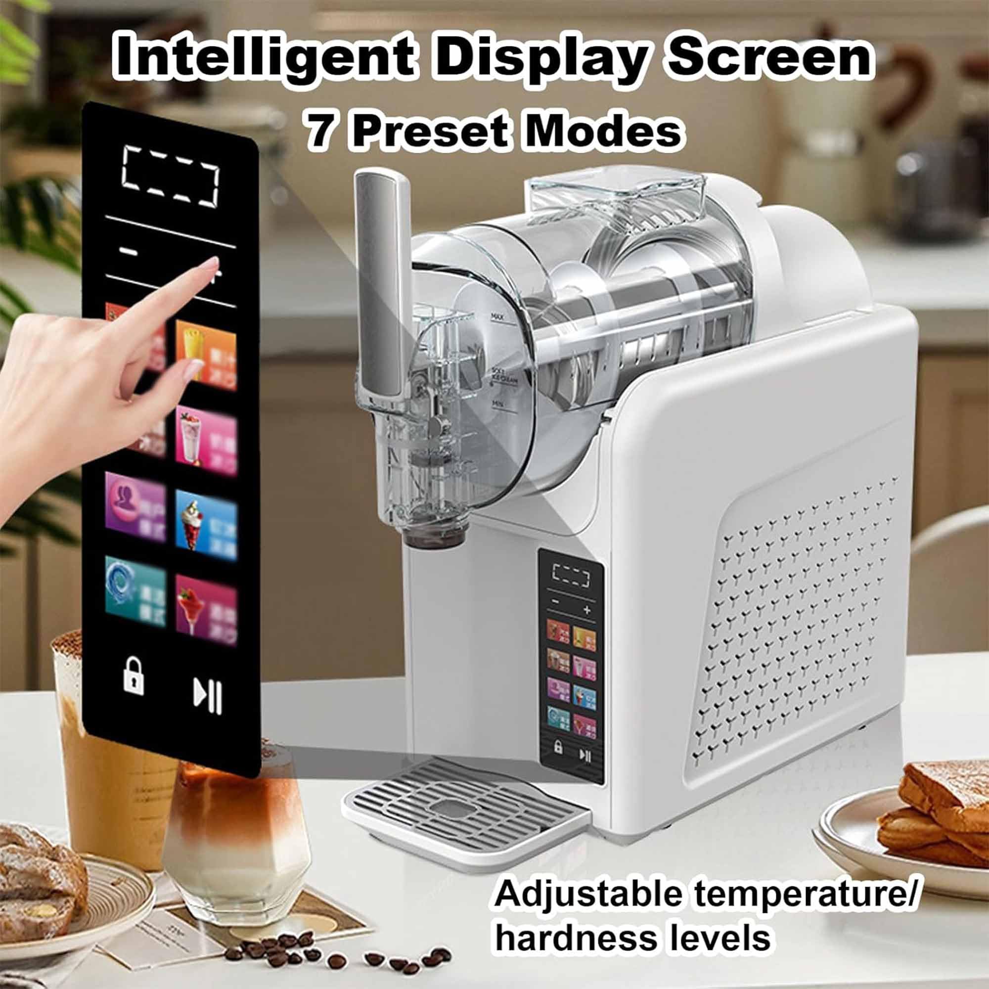 Máquina De Bebidas Congeladas De 185w, Máquina De Granizados De 2l, Diseño Autolimpiante Y Desmontable, 7 Modos Preestablecidos, Para Casa/café black