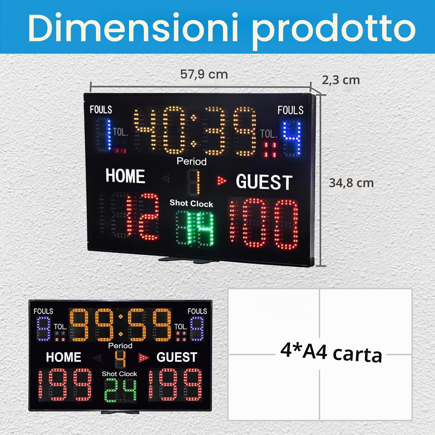 YZ Tabellone segnapunti di Pallacanestro del LED con l'orologio del Colpo, tabellone segnapunti Portatile Basket, tabellone segnapunti Digitale con Telecomando, tabellone segnapunti elettronico con