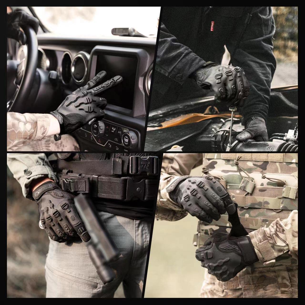 Zune Lotoo Guanti Tattici Militari Touch Screen Softair Guanti Tattici Antitaglio Kevlar Guanti Antinfortunistici Protettivi TPR per Uomo Guanti Moto Donna Sportivi Paintball