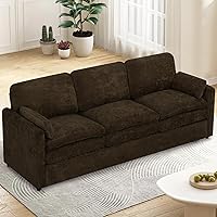 ACMEASE 89" Brown Chenille 3-Seater Sofa with 2 Arm Pillows, High-Density Foam Cushions, Modern Upholstered Couch for Living Room
