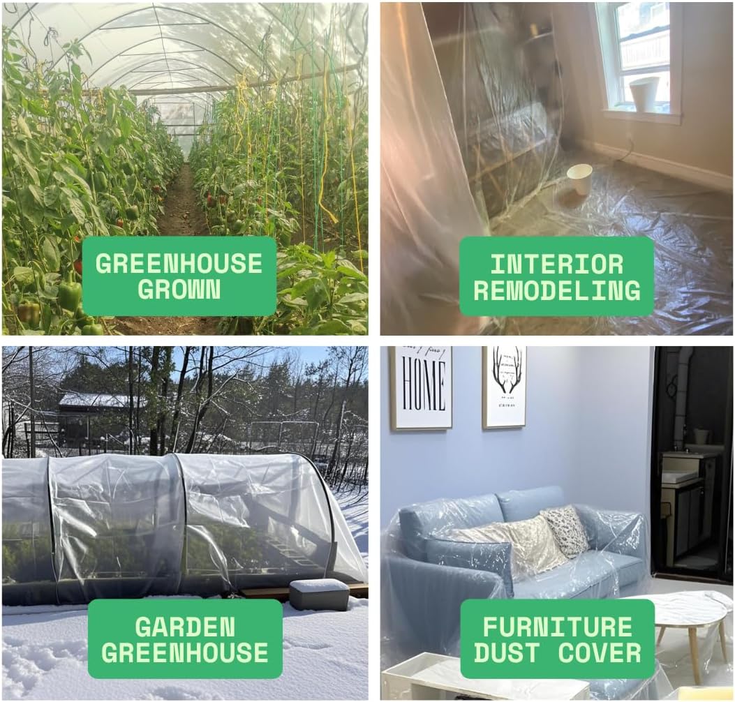 6 Mil Greenhouse Plastic Sheeting Heavy Duty Clear 6.5 x 6.5 ft