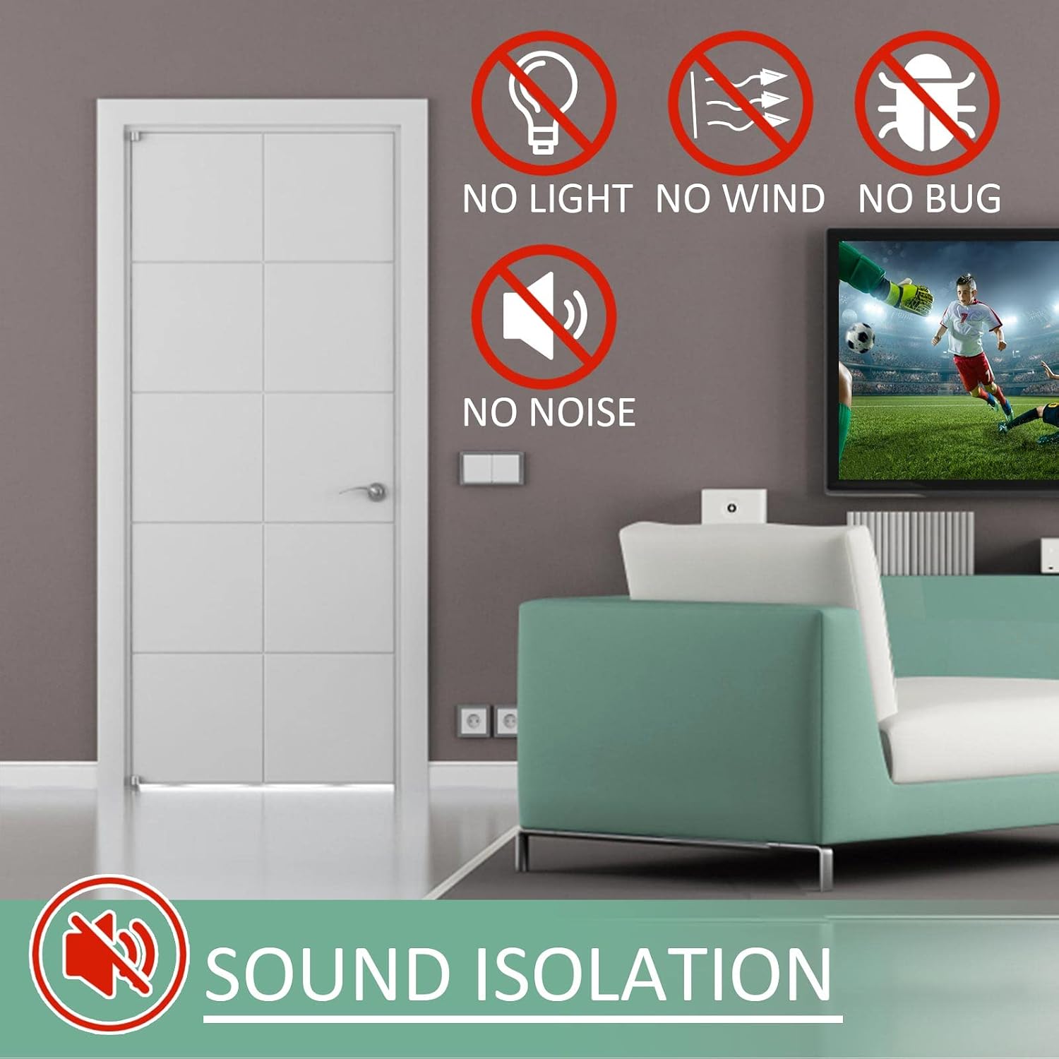 Bluearks Door Draft Stopper, Draft Stopper for Bottom for Door, Under Door Draft Stopper, Door Noise Blocker & Cold Air, 37inch, Grey
