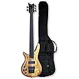 JB Electric Bass Guitar - Left Handed - Fiesta Red, Basswood Body, Maple Neck & Rosewood Fingerboard