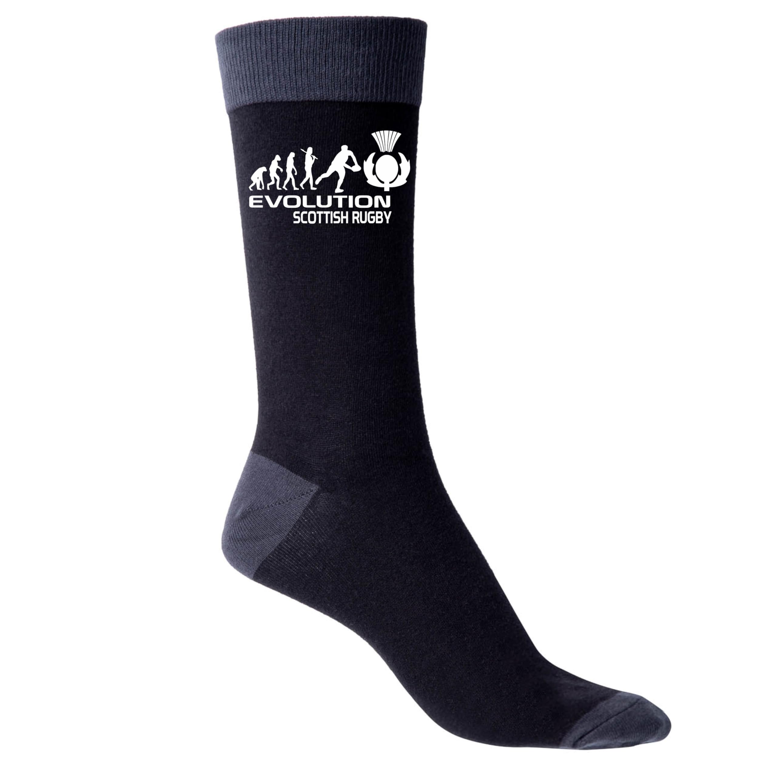 Print4U Evolution Of Scottish Rugby Funny Men's Socks Black Scotland Fan Gift