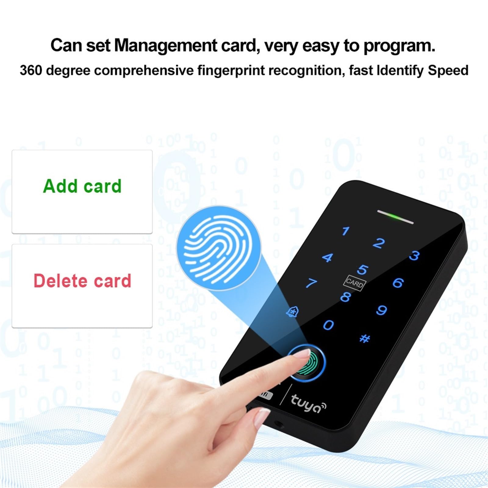Controlador de acceso huellas dactilares, Bluetooth, Wifi, resistente al agua, teclado RFID, táctil WG26, aplicación remota inteligente, abridor puerta para Seguridad Eléctrica(Keypad Mixed Keys)