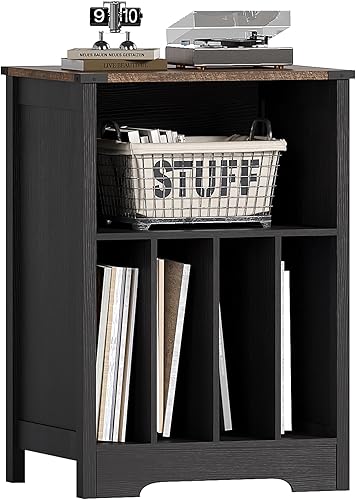 Miniatura 8 de ChooChoo Soporte para tocadiscos, armario de almacenamiento de discos de vinilo, soporte para tocadiscos con capacidad para hasta 160 álbumes,
