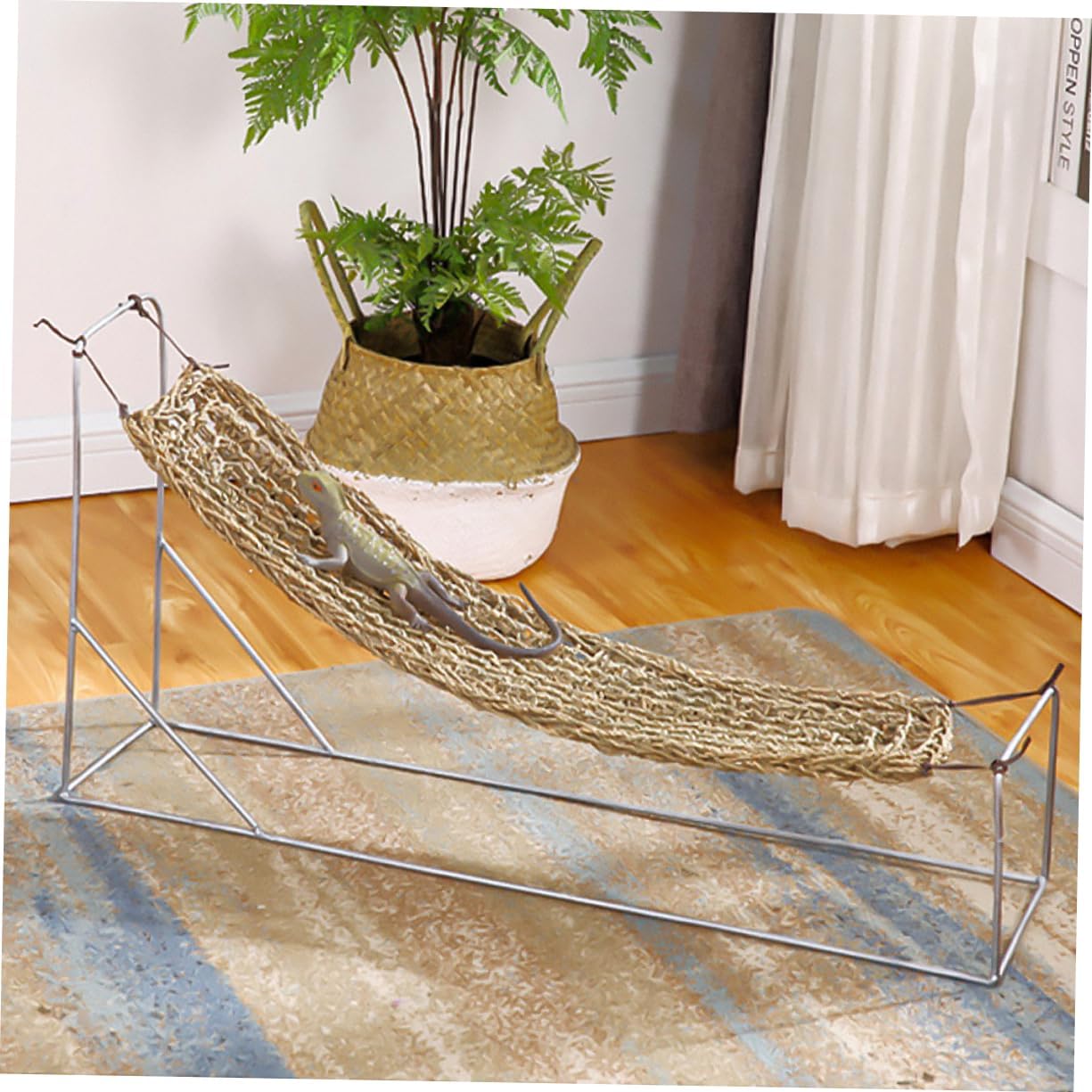 Happyyami 2pcs Reptile Climbing Hammocks Pet Seagrass Straw Mat Terrarium Lounger for Lizards Snakes