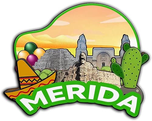 Imán de Mérida México para nevera de madera 3D, monumentos de viaje, coleccionables, recuerdos, decoración hecha a mano -2051