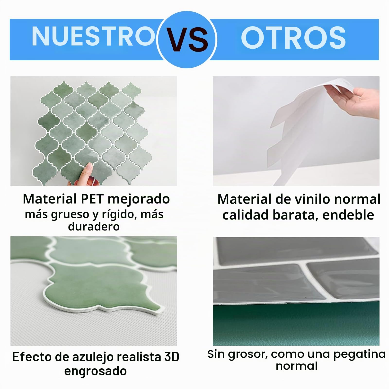 Azulejos Arabesque para Despegar y Pegar para Cocina, Azulejos De Pared De Diseño más Grueso, 10 Hojas 3D Autoadhesivas, Azulejo Verdes De 12 X 12 Pulgadas para Cocina y Baño