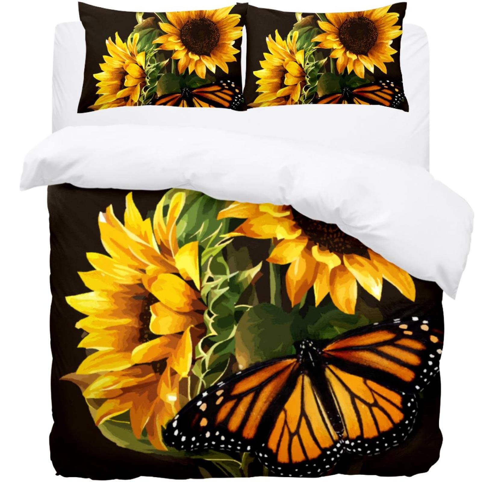 Parure de lit housse de couette tournesol et papillon pour un sommeil serein et joyeux