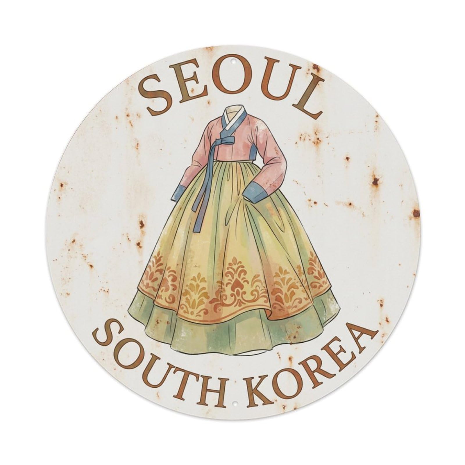 Vintage Travel Seoul Korea Traveler Metal Tin Sign