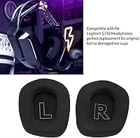 Vista 3 de 2 almohadillas para los oídos, transpirables y cómodas, almohadillas de espuma viscoelástica para auriculares Logitech G733 de bajo ruido (negro)