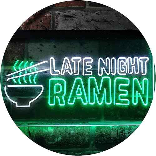 ADVPRO Letrero de neón LED de doble color para ramen japonés de comida japonesa, blanco y verde, 16 x 12 pulgadas, st6s43-i3305-wg