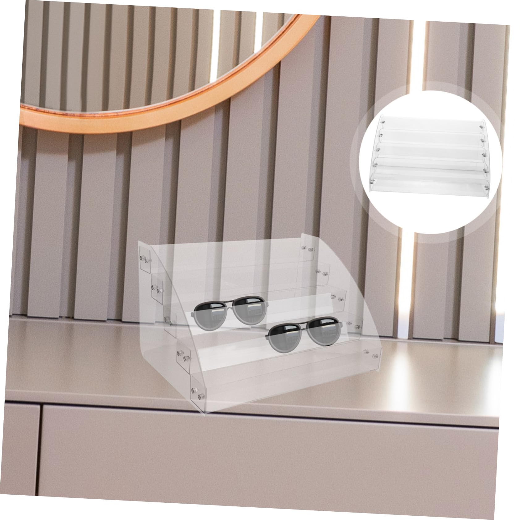 TOPBATHY Espositore Occhiali da Sole in Plastico a 5 Livelli Multiuso