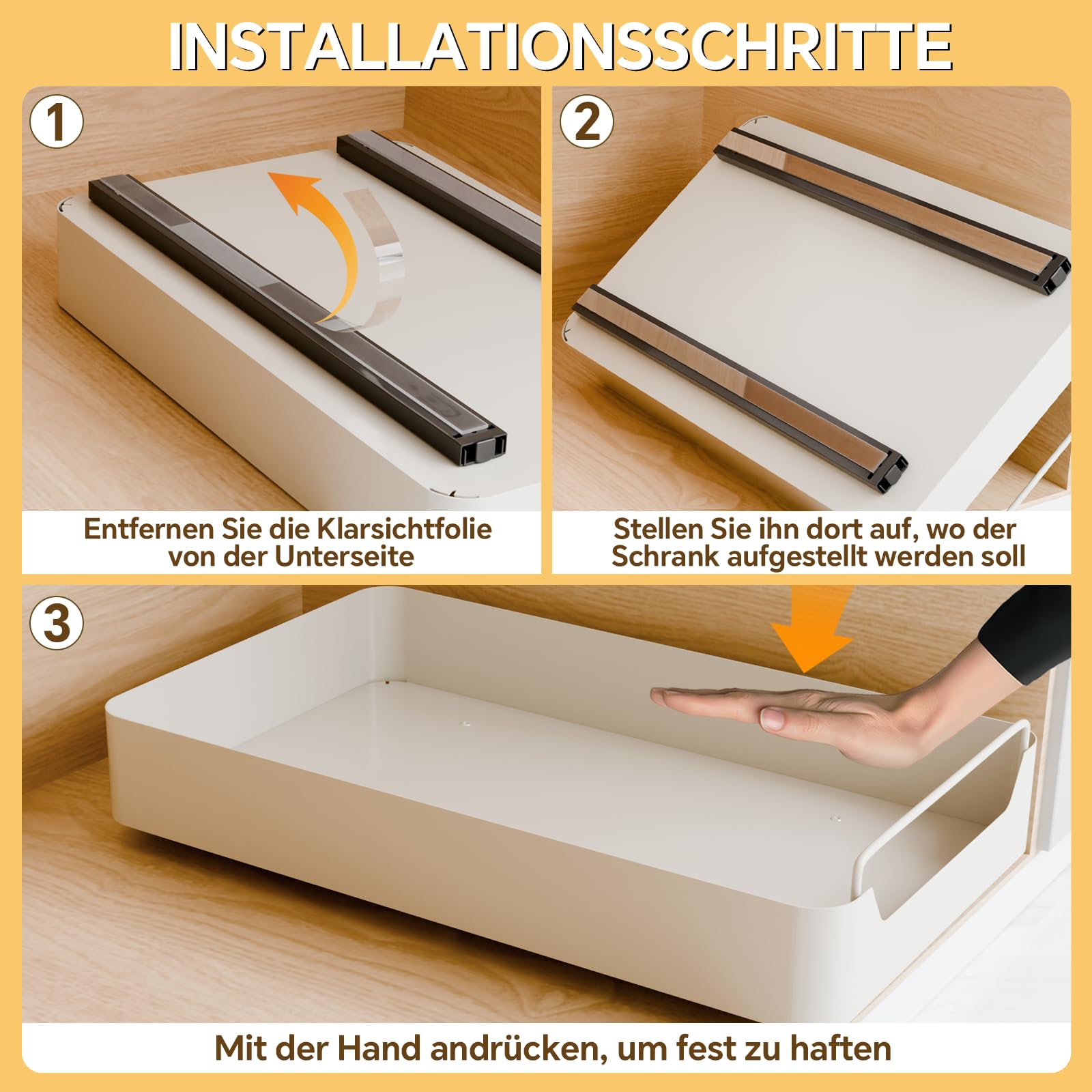 Organizer estraibile per armadietti (50 x 51 cm), ripiano scorrevole in metallo resistente, 1 ripiano estraibile per cucina, dispensa, bagno, finitura cromata