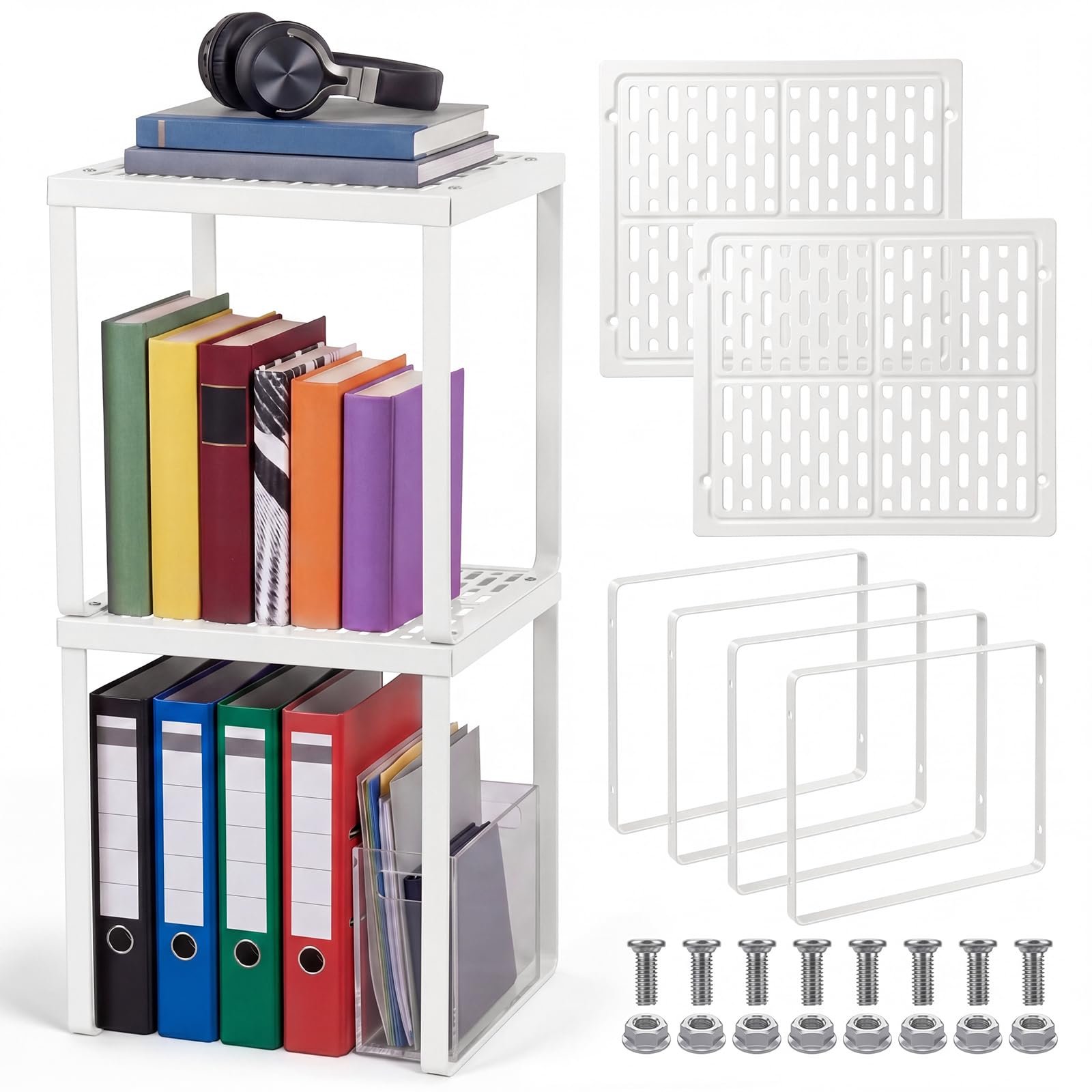 Photo 1 of Colarr 2-Pc Locker Organizer Shelf - White Metal