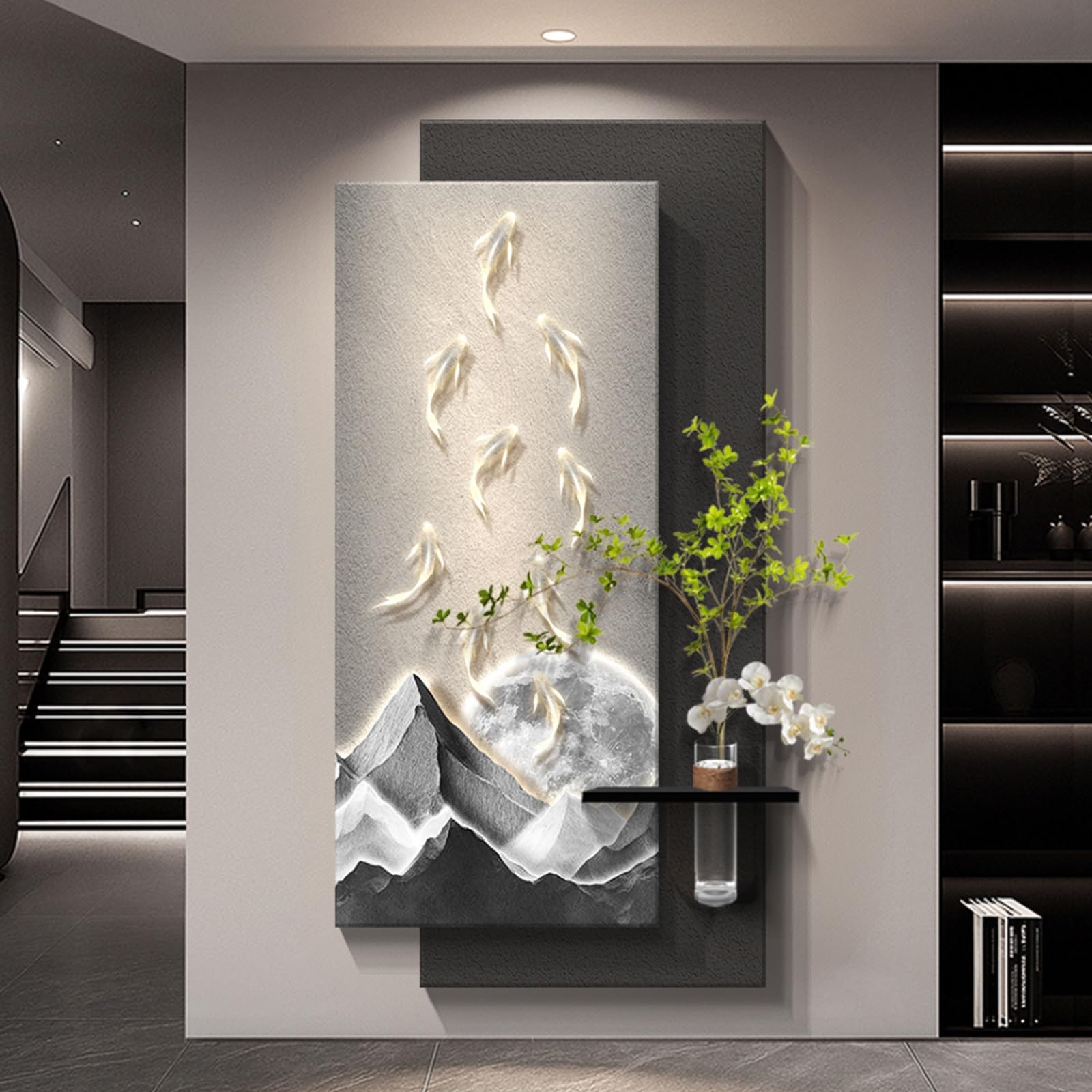 Peinture murale en grès 3D lumineuse pour créer un salon chaleureux et design