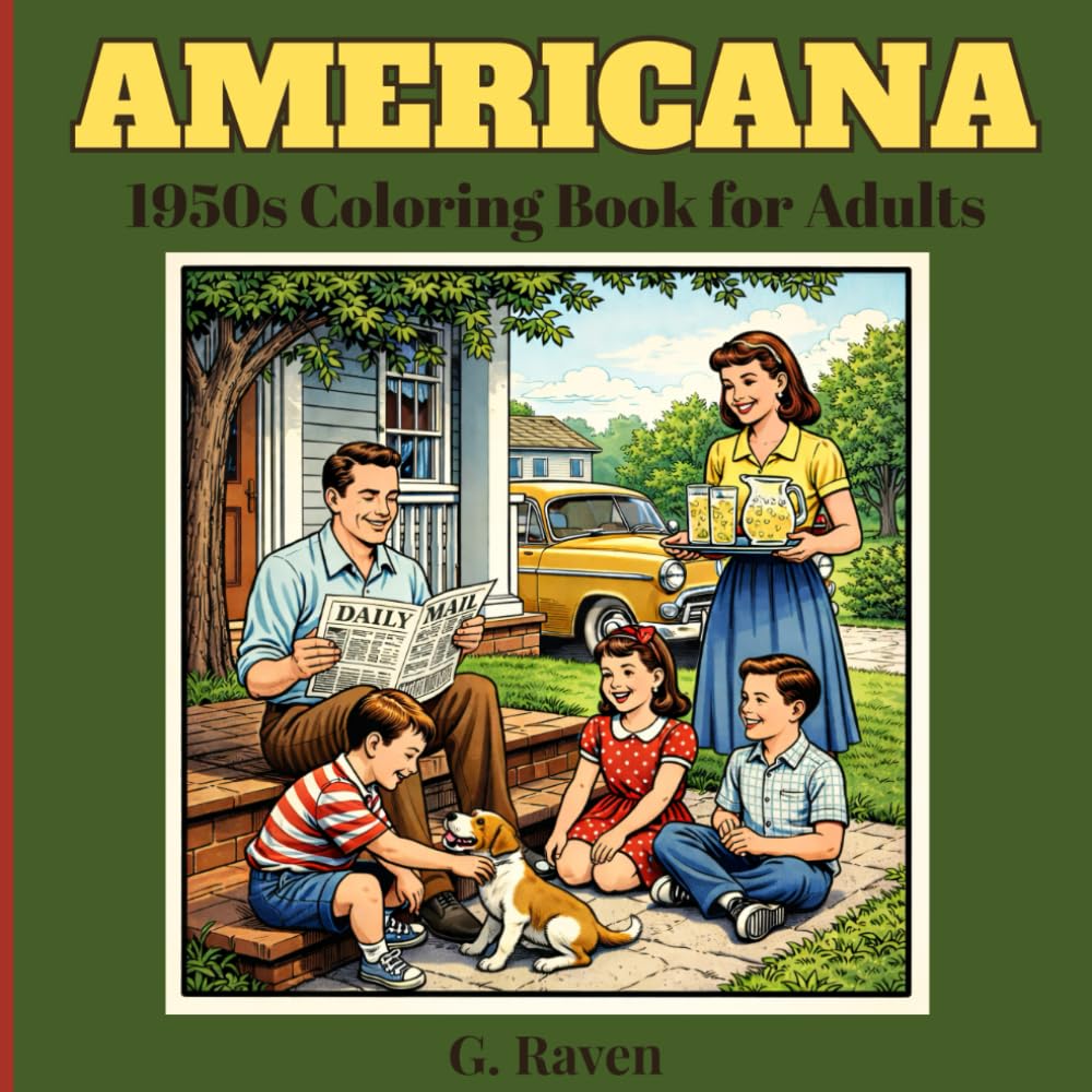 AMERICANA: 1950s Coloring Book for Adults for Relaxation and Stress Relief