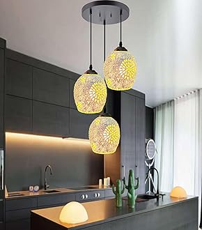 Sponsored Ad - Lyse Decor Handcrafted Glass Decorative Hanging Light for Living Room, Ceiling Chandelier Pendant Light for Home Decoration (Hanging Brown)