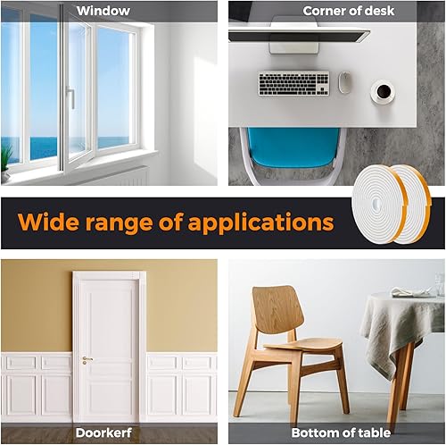 Miniatura 6 de Tira de sellado de puerta de 1 pulgadas de ancho x 1 pulgada de alto, cinta aislante de puerta, cinta de espuma de alta densidad para marco de