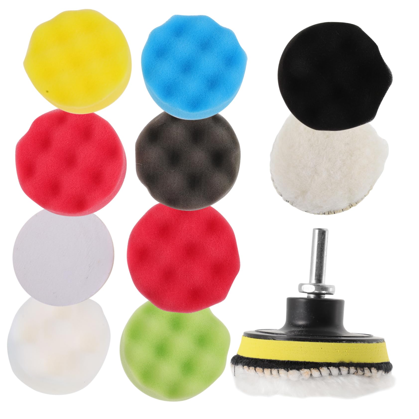 PRETYZOOM Complete Car Care Kit 3-inch Polishing Disc Set Drill Buffer Attachment Car Wax Buffer Suitable for Air or Electric Polishers Reusable Fleece Pad and Hooks