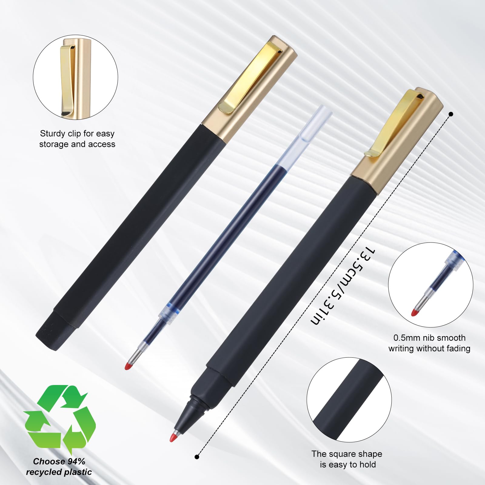 6 Pack Gel Pens Black 0 5 mm Medium Point Gel Ink Black Pens with Cap Quick Drying — view 3