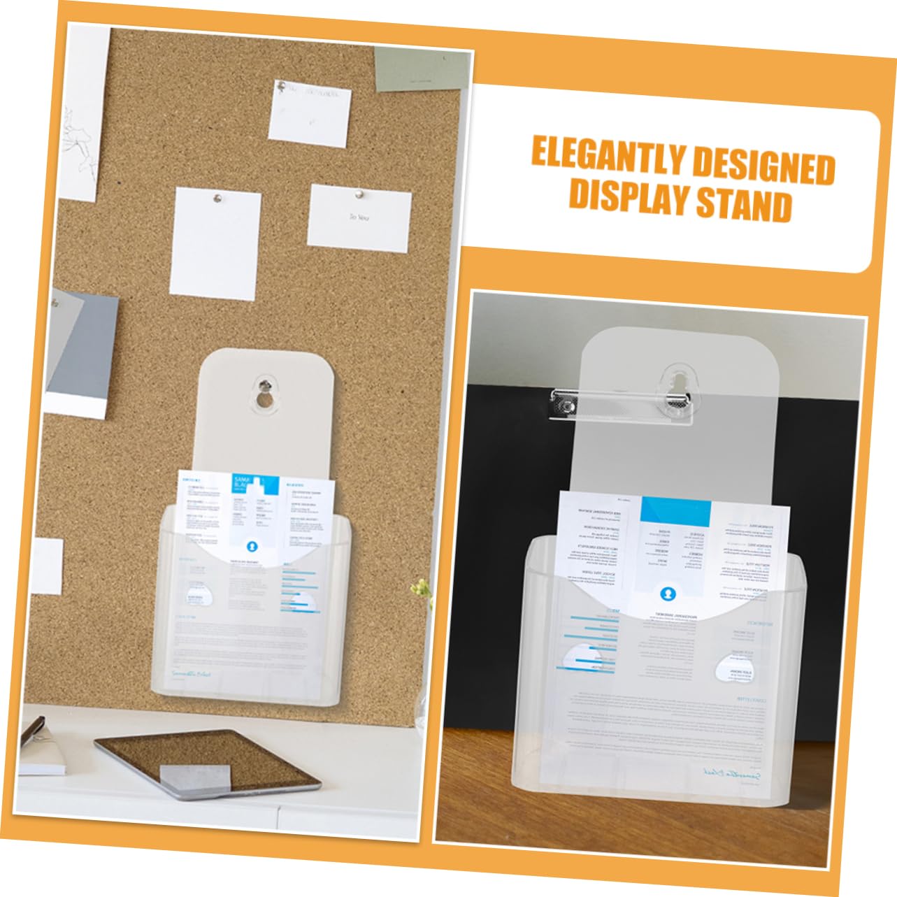 Expositor De Folletos Acrílico Transparente A4 Tríptico, Organizador De Archivos De Pared, Soporte De Escritorio Para Papeles y Documentos, Montaje Sencillo, Adecuado Oficina y Hogar