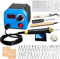 Kit de queima de madeira, ferramenta de queima de madeira, kit de queimador de madeira de temperatura ajustável digitalmente, kit de ferramentas de queimador de madeira profissional para adultos,