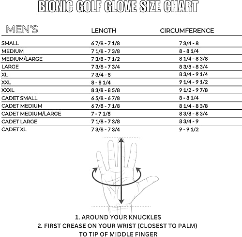 Miniatura 4 de Bionic  Guantes de los hombres StableGrip Guante de golf wtecnología de ajuste Natural Hecho patentado de larga duración, auténtica duradera