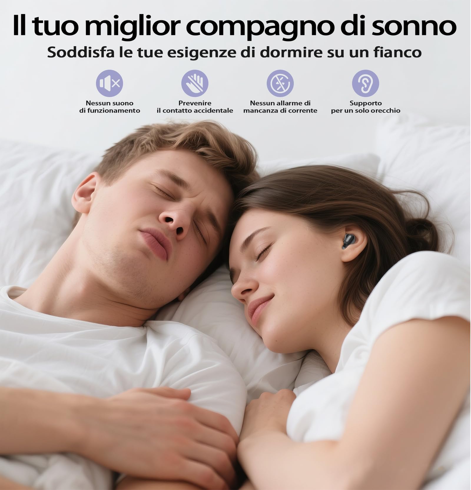Cuffie per Dormire, Cuffie Bluetooth 5.4, audio stereo con bassi profondi, Riduzione del rumore ANC/ENC, 48 Ore Auricolari In Ear con Modalità di Sospensione, touch control, IPX7 Impermeabile, Nero