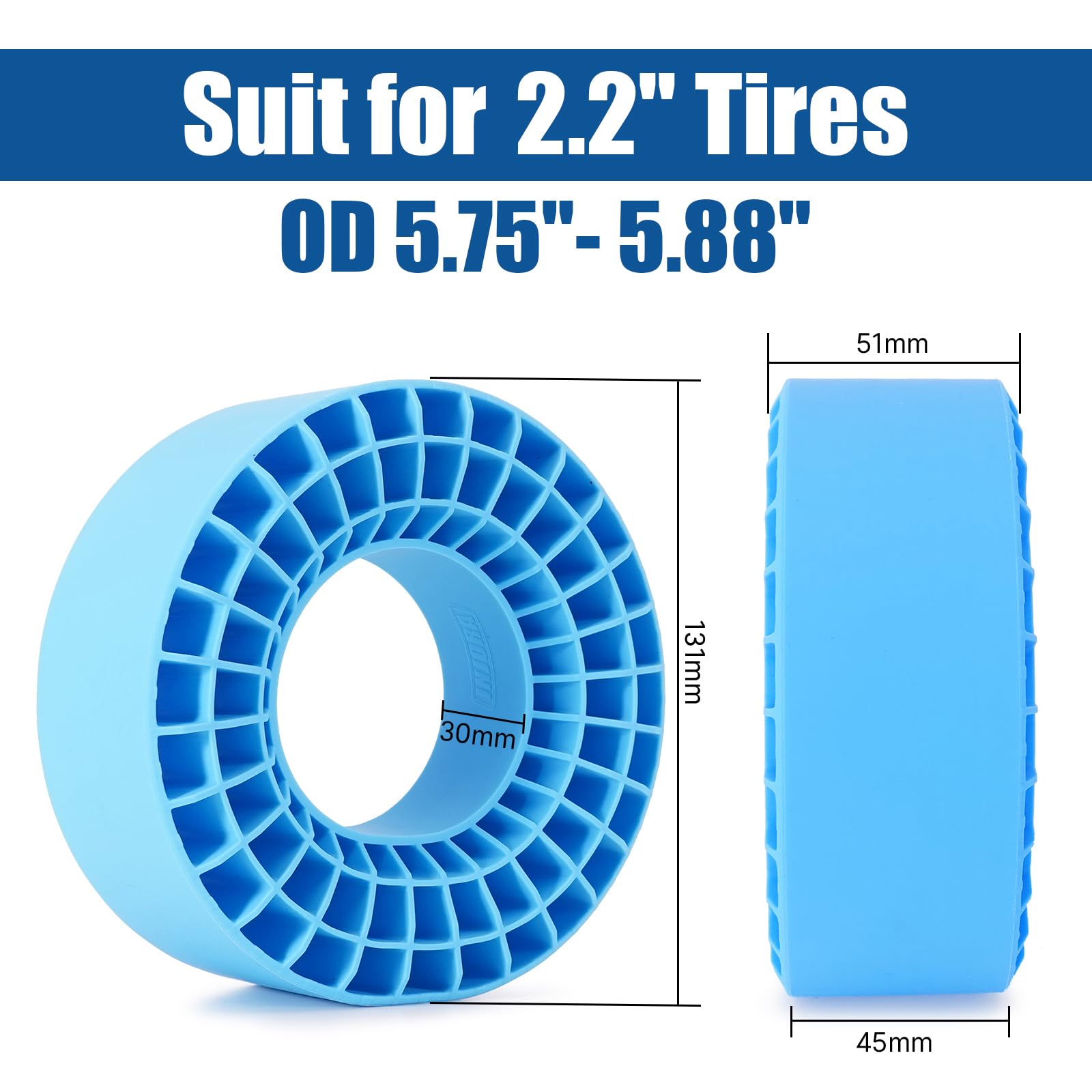 INJORA 4PCS Insert en Caoutchouc Silicone pour Pneus 146-149mm (5,75" OD) 2.2"