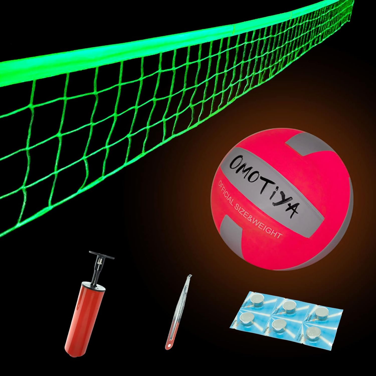 OMOTIYA Light Up Volleyball Set, Glow in The Dark