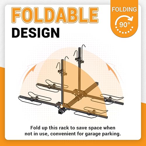 Miniatura 3 de HECASA Soporte universal para 4 bicicletas, plegable, compatible con camiones deportivos, SUV, con receptor de enganche de 2 pulgadas, capacidad de