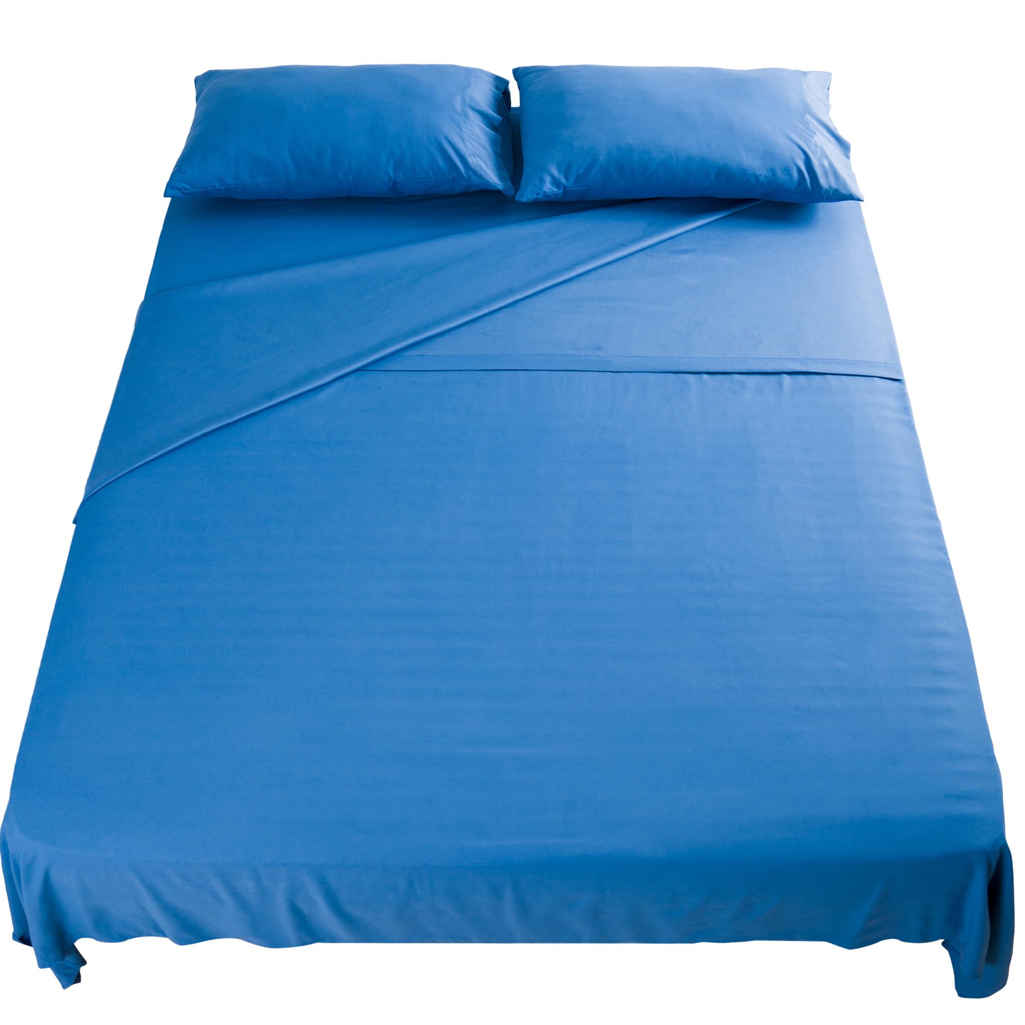 Set Lenzuola Letto Una Piazza e Mezza 120x200 cm 4pz Set Completo Lenzuolo Letto Piatto, Coprimaterasso con Angoli e Federe 50x80 in Morbida Microfibra Spazzolata Anti-Acaro Lavabile in Lavatrice