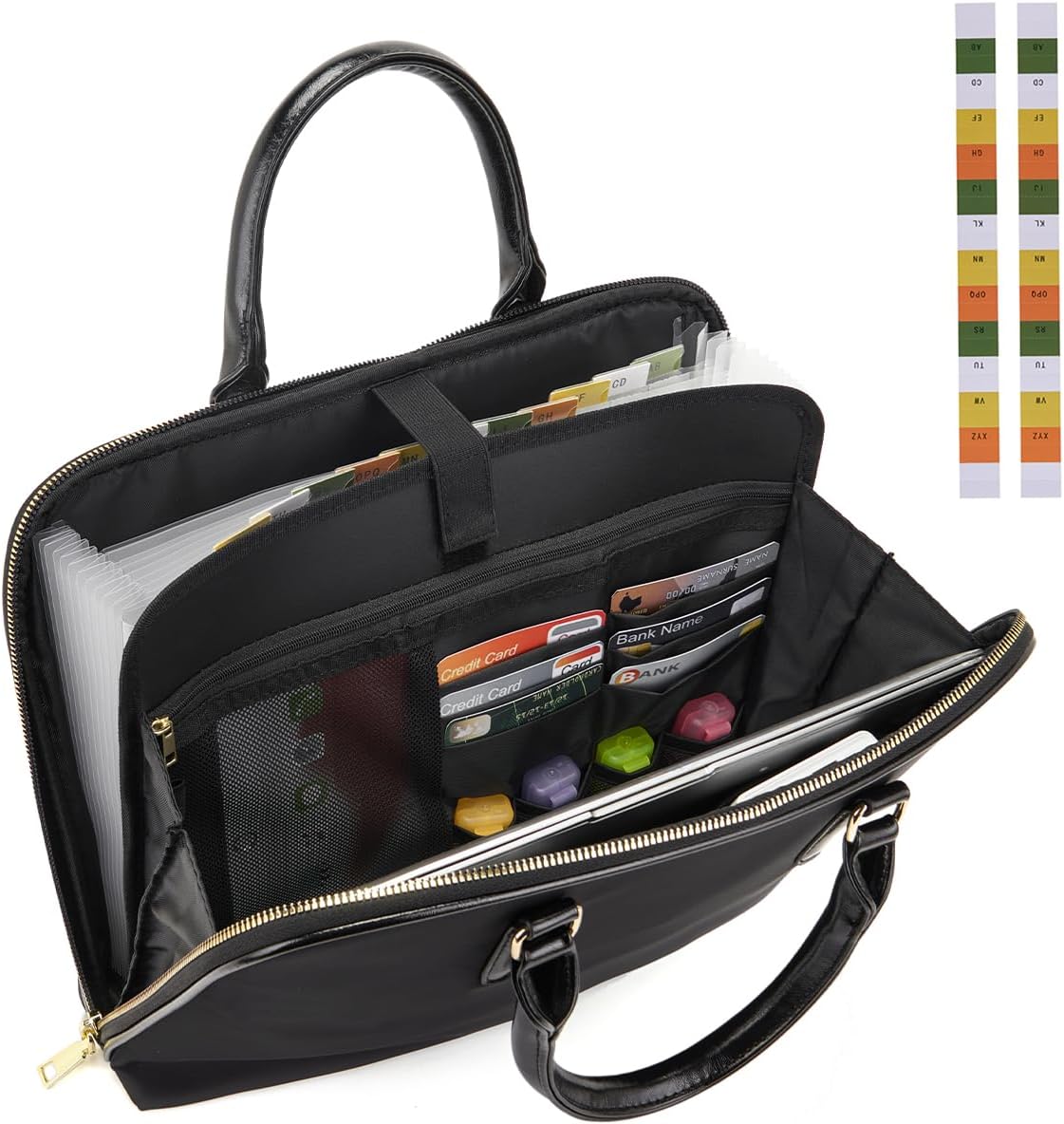 Accordian File Organizer Tote,Folder with Zipper & Labels,12 Pocket Expanding File Folder